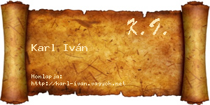 Karl Iván névjegykártya